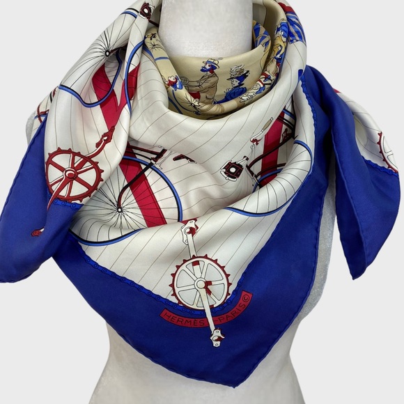 Hermes Vintage Les Becanes Silk Bicycle Themed Scarf 90 cm - Picture 5 of 12